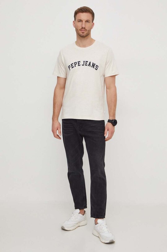 Pepe Jeans tricou din bumbac PM509220 bej SS24