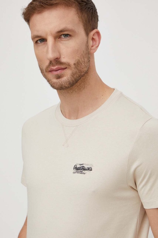 Pepe Jeans t-shirt bawełniany CHASE nadruk beżowy PM509222