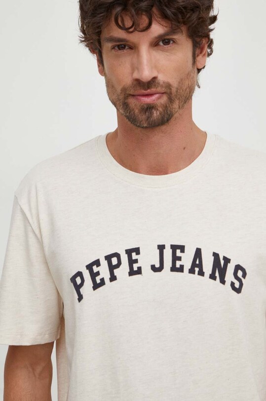 Βαμβακερό μπλουζάκι Pepe Jeans CHENDLER μπεζ PM509224