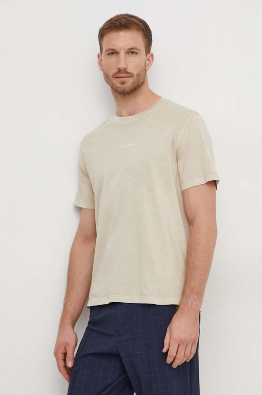 Pepe Jeans t-shirt bawełniany Dave Tee bawełna beżowy PM509231