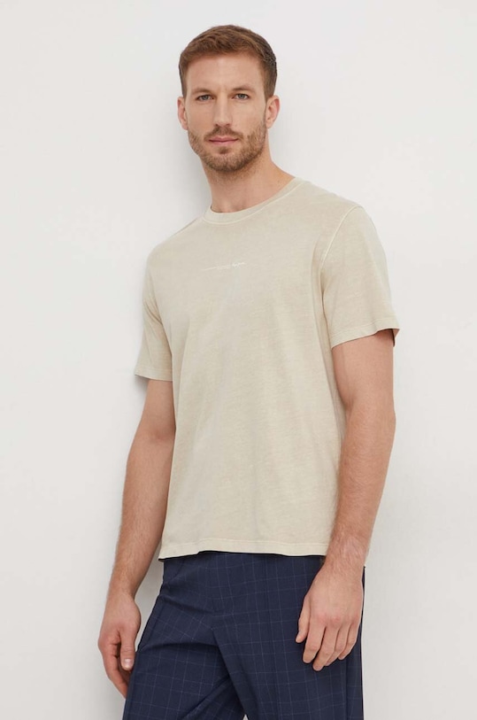 Pepe Jeans t-shirt bawełniany Dave Tee bawełna beżowy PM509231