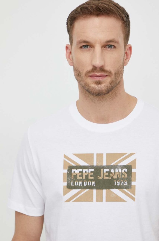 Pepe Jeans t-shirt bawełniany CREDICK nadruk biały PM509232