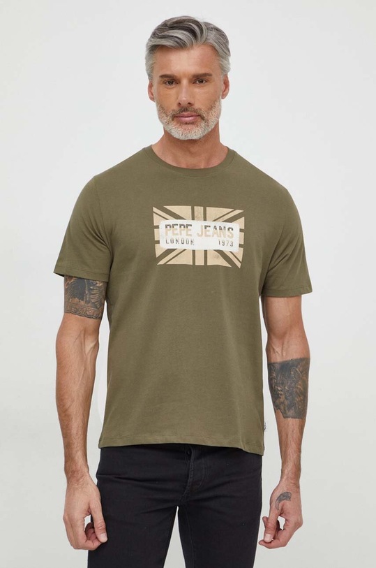 Pepe Jeans t-shirt bawełniany CREDICK nadruk zielony PM509232