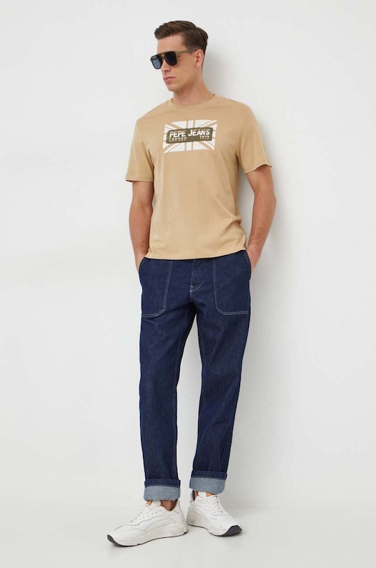 Pepe Jeans t-shirt bawełniany CREDICK PM509232 beżowy SS24
