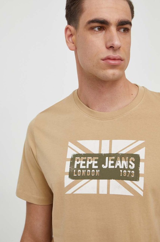 Pepe Jeans t-shirt bawełniany CREDICK beżowy PM509232