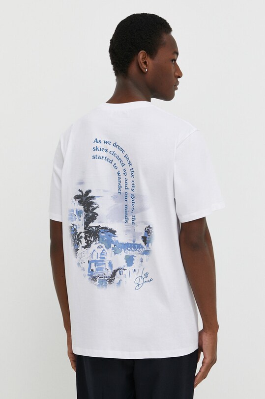Les Deux t-shirt bawełniany nadruk biały LDM101160