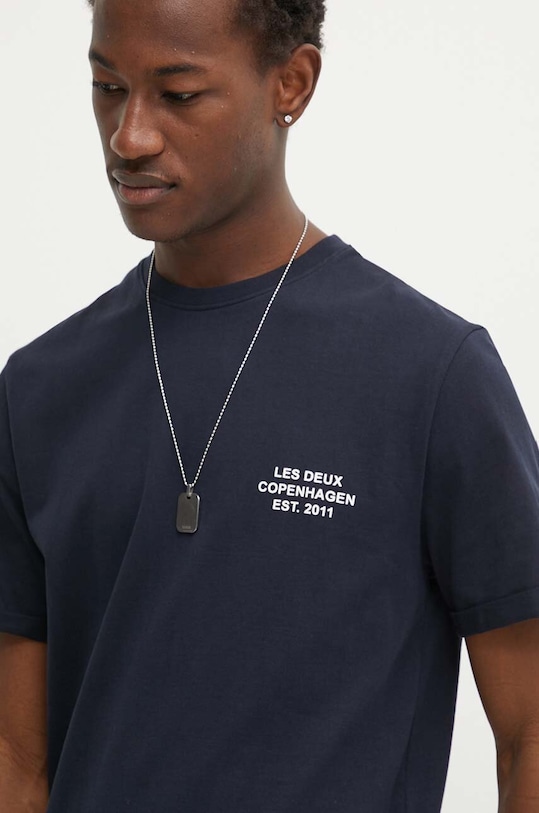 Les Deux t-shirt bawełniany granatowy LDM101165