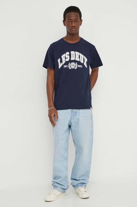 Les Deux tricou din bumbac LDM101166 bleumarin SS24