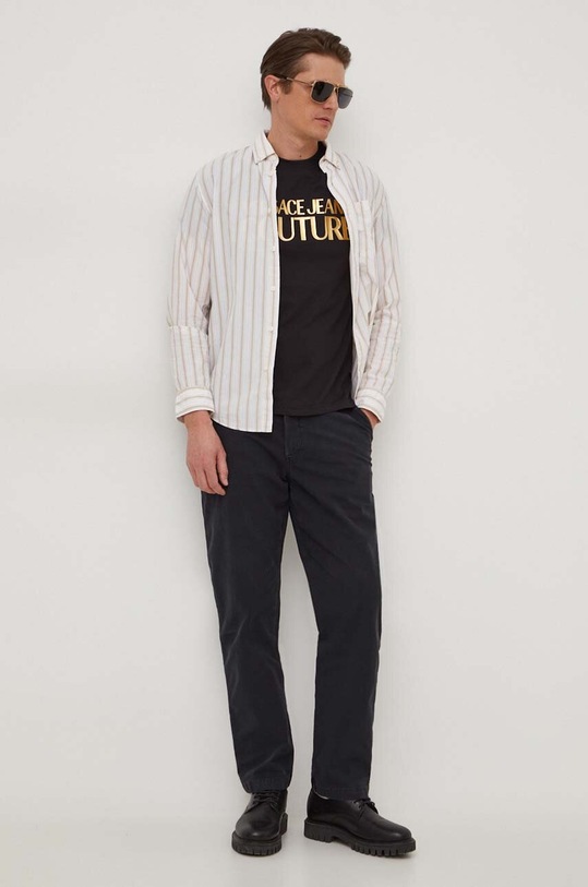 Versace Jeans Couture t-shirt bawełniany 76GAHT00 czarny SS24