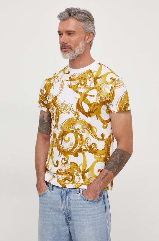Versace Jeans Couture t-shirt bawełniany wzorzyste biały 76GAH6S0