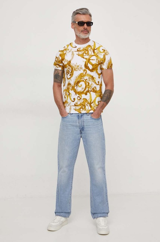 Versace Jeans Couture t-shirt bawełniany 76GAH6S0 biały SS24