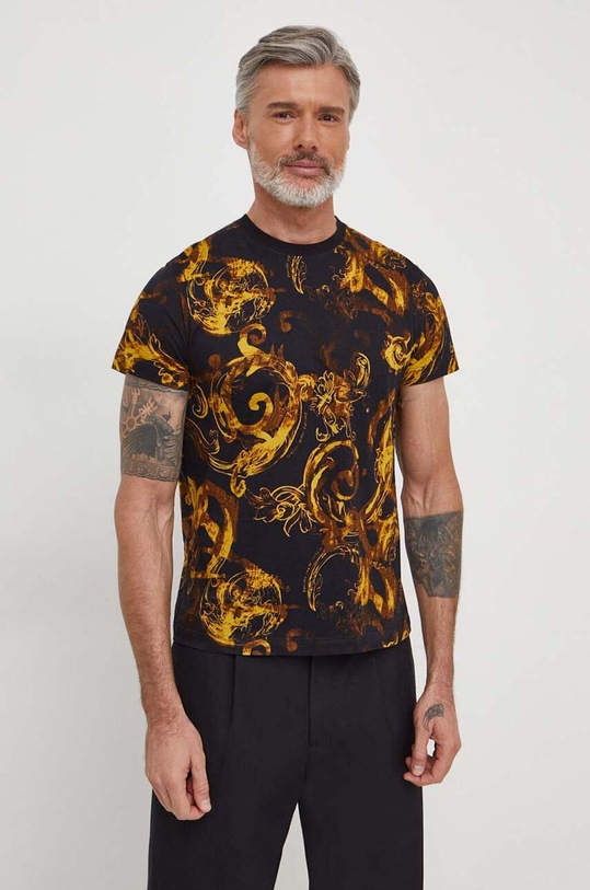 Versace Jeans Couture t-shirt bawełniany wzorzyste czarny 76GAH6S0