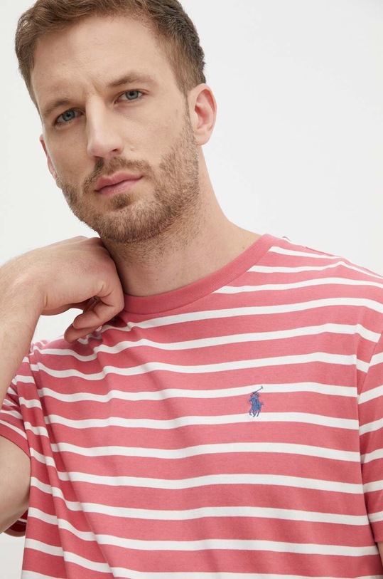 Βαμβακερό μπλουζάκι Polo Ralph Lauren ροζ 710934662