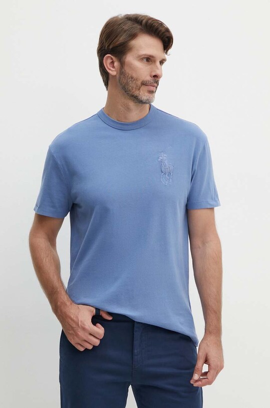 Бавовняна футболка Polo Ralph Lauren блакитний 710936509