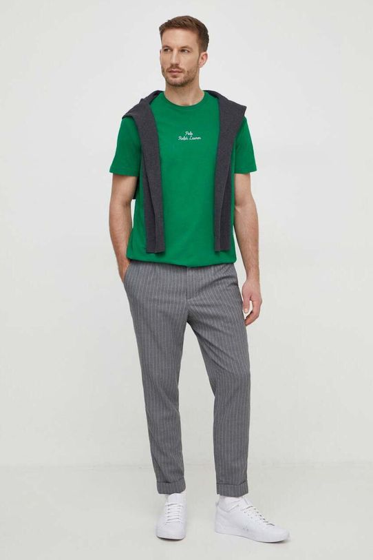 Памучна тениска Polo Ralph Lauren 710936585 зелен SS25