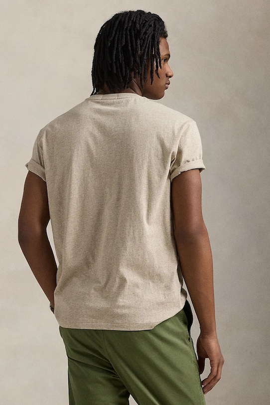 Памучна тениска Polo Ralph Lauren 710936585 бежов SS25