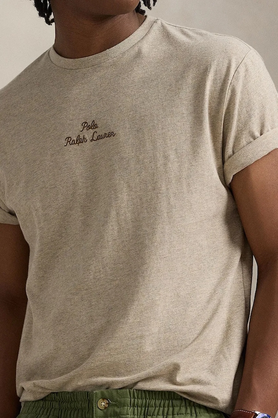 Памучна тениска Polo Ralph Lauren бежов 710936585