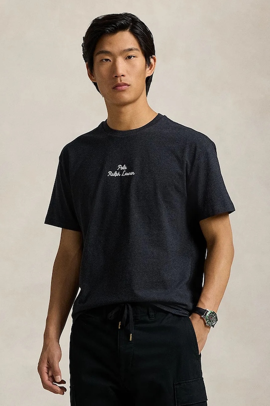 Бавовняна футболка Polo Ralph Lauren чорний 710936585