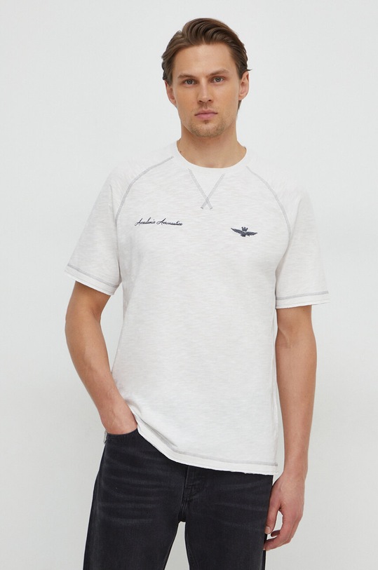 Βαμβακερό μπλουζάκι Aeronautica Militare slim λευκό TS2199J628