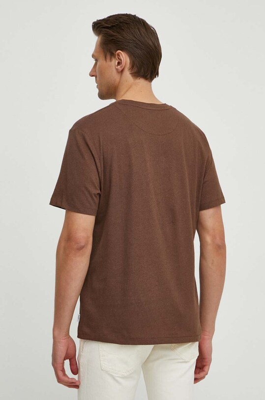Odzież Pepe Jeans t-shirt z domieszką lnu CLOY PM509376 brązowy