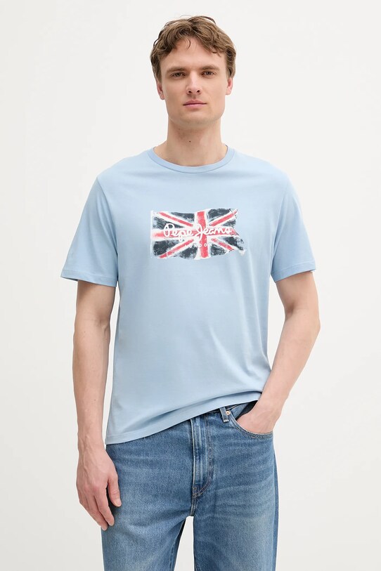 Pepe Jeans t-shirt bawełniany Clag nadruk niebieski PM509384