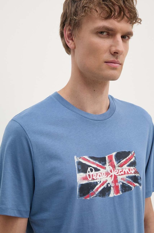 Хлопковая футболка Pepe Jeans Clag хлопок голубой PM509384