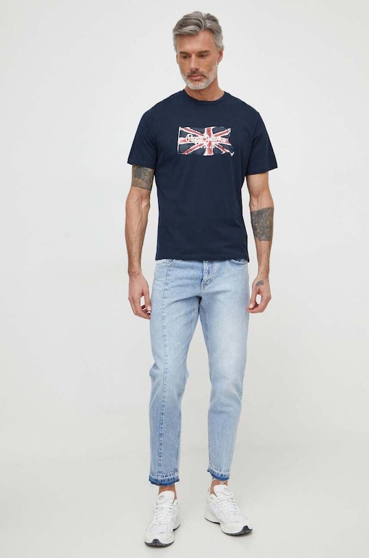 Pepe Jeans t-shirt bawełniany Clag PM509384 granatowy AW25