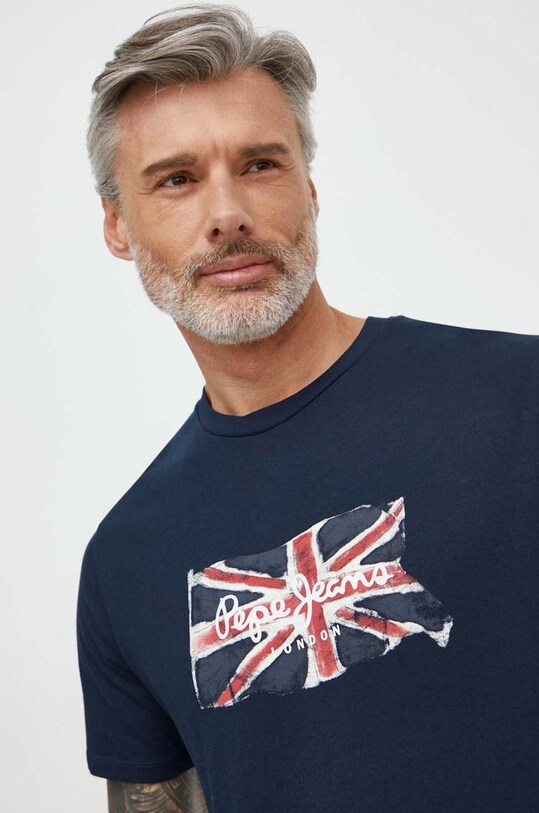 Бавовняна футболка Pepe Jeans Clag темно-синій PM509384
