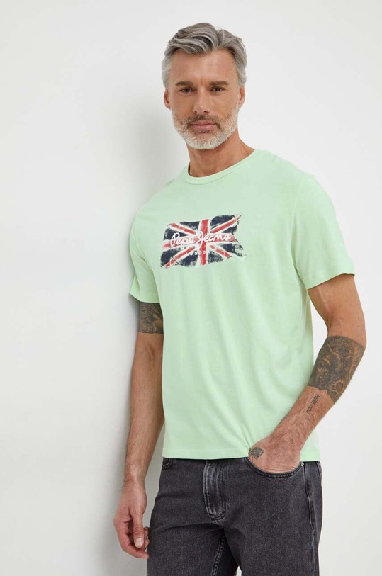 Pepe Jeans t-shirt bawełniany Clag nadruk zielony PM509384