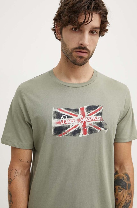 Pepe Jeans t-shirt bawełniany Clag nadruk zielony PM509384