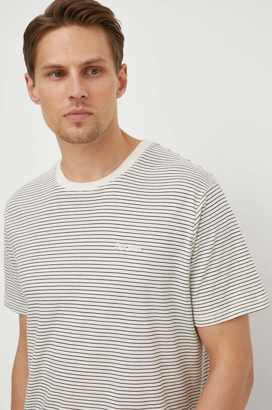 Μπλουζάκι με λινό μείγμα Pepe Jeans CARLISLE μπεζ PM509387