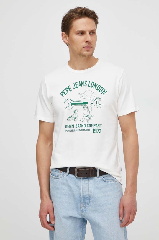 Oblečení Bavlněné tričko Pepe Jeans CEDRIC PM509389 bílá