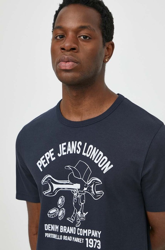 Pepe Jeans t-shirt bawełniany CEDRIC nadruk granatowy PM509389