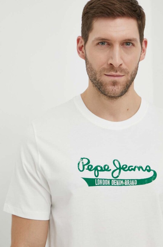 Pepe Jeans t-shirt bawełniany CLAUDE beżowy PM509390