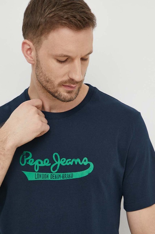Pepe Jeans t-shirt bawełniany CLAUDE nadruk granatowy PM509390