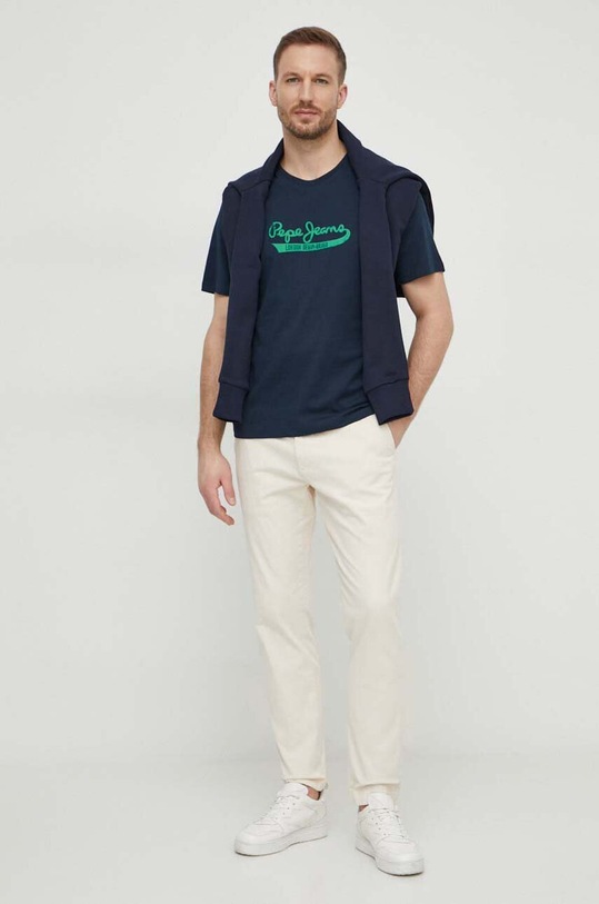 Pepe Jeans t-shirt bawełniany CLAUDE PM509390 granatowy SS24