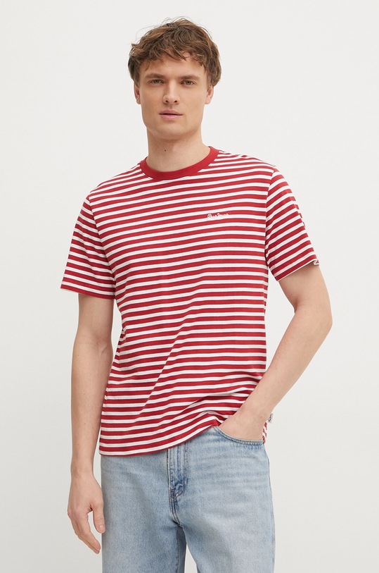 Bombažna kratka majica Pepe Jeans Vzorčasti rdeča PM509391