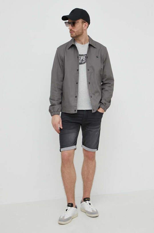 Βαμβακερό μπλουζάκι Pepe Jeans SINGLE CARDIFF SINGLE CARDIFF PM509401 γκρί SS24