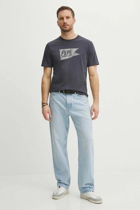 Pepe Jeans t-shirt bawełniany SINGLE CARDIFF PM509401 szary SS24