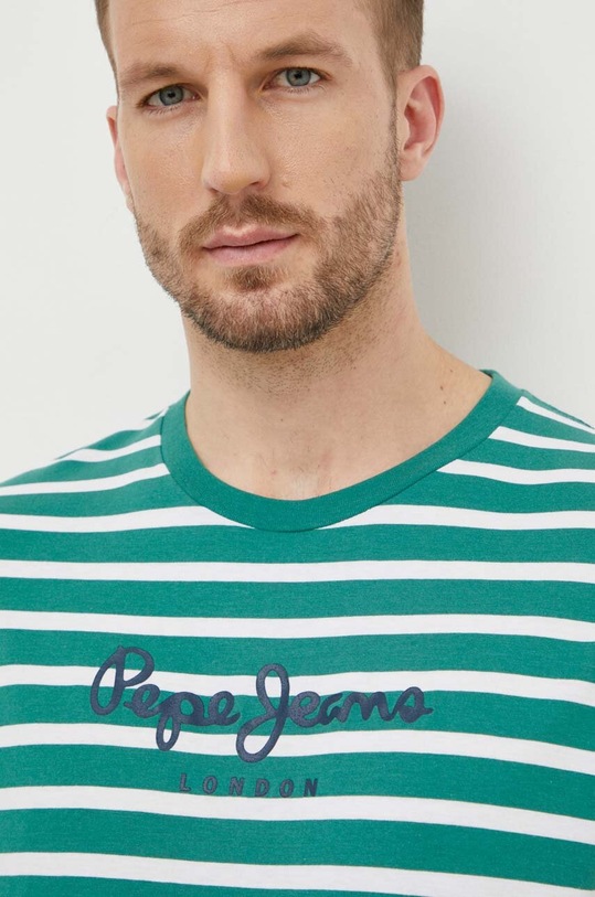 Pepe Jeans t-shirt bawełniany STRIPED EGGO zielony PM509407