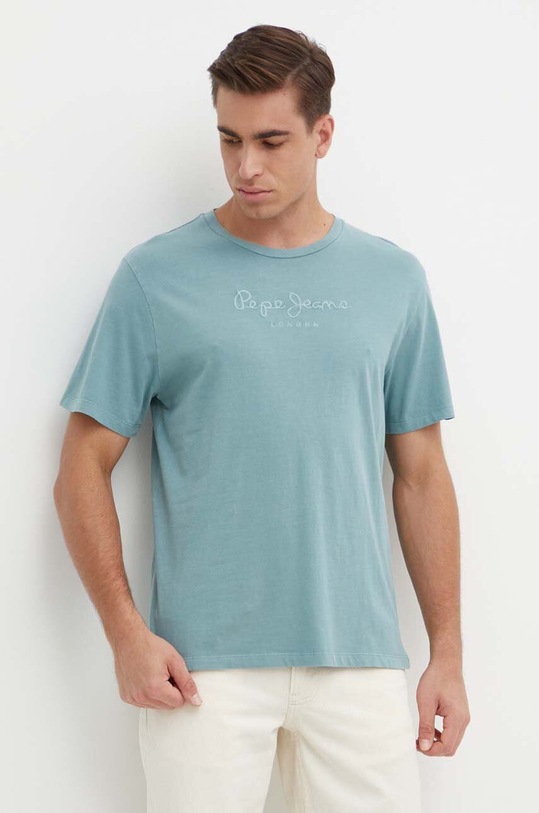 Bavlnené tričko Pepe Jeans EMB EGGO modrá PM509418