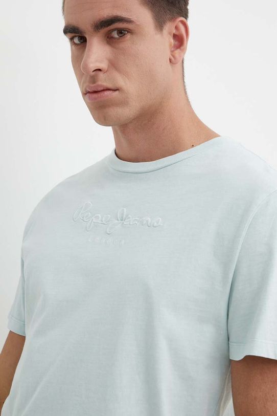 Βαμβακερό μπλουζάκι Pepe Jeans EMB EGGO τιρκουάζ PM509418