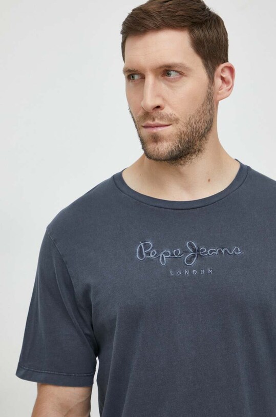 Хлопковая футболка Pepe Jeans EMB EGGO серый PM509418