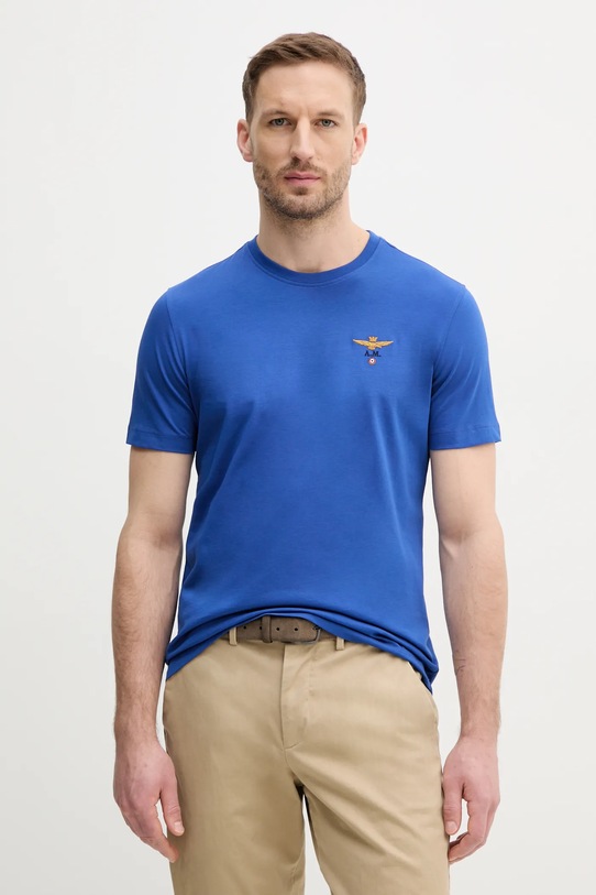 Bavlnené tričko Aeronautica Militare nášivka modrá TS1580J372