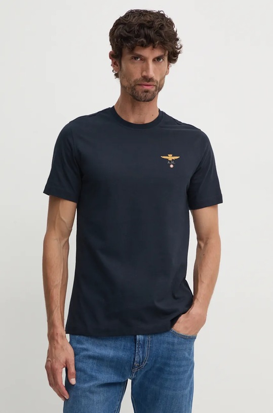 Bavlněné tričko Aeronautica Militare námořnická modř TS1580J372