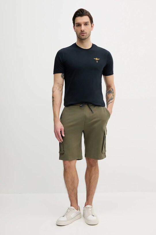 Aeronautica Militare t-shirt bawełniany TS1580J372 granatowy SS25