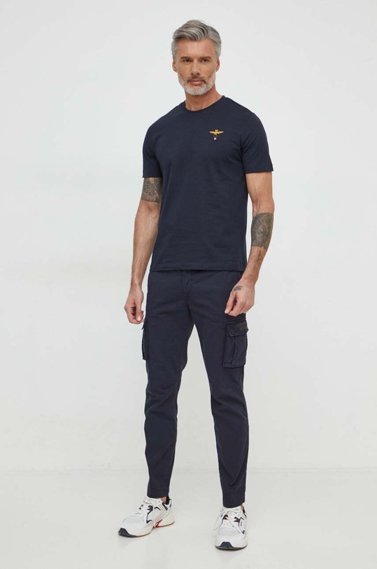 Бавовняна футболка Aeronautica Militare TS1580J372 темно-синій SS25