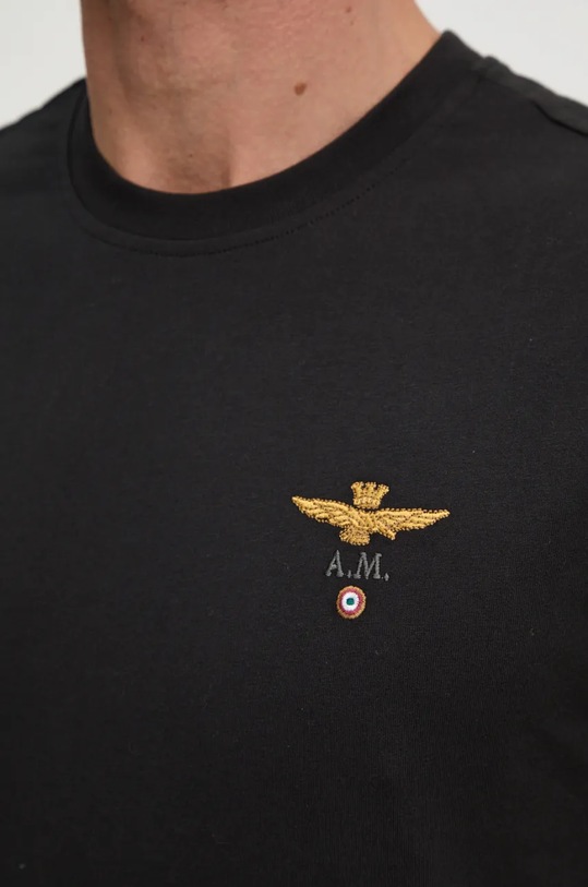 Aeronautica Militare tricou din bumbac TS1580J372 negru