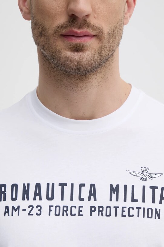 Aeronautica Militare t-shirt in cotone TS1942J538 bianco