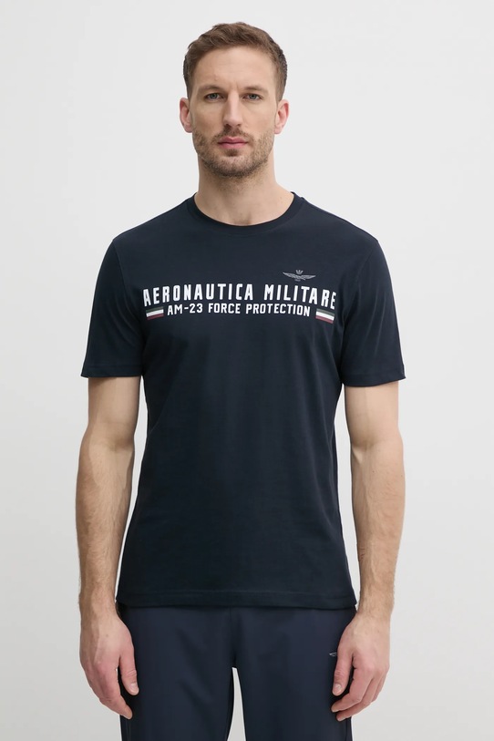 Хлопковая футболка Aeronautica Militare хлопок тёмно-синий TS1942J538